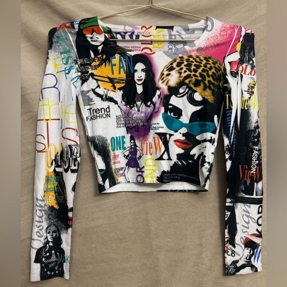 Trendy Graphic Long Sleeve Top Y2K 90s